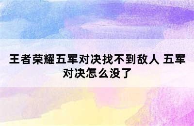 王者荣耀五军对决找不到敌人 五军对决怎么没了